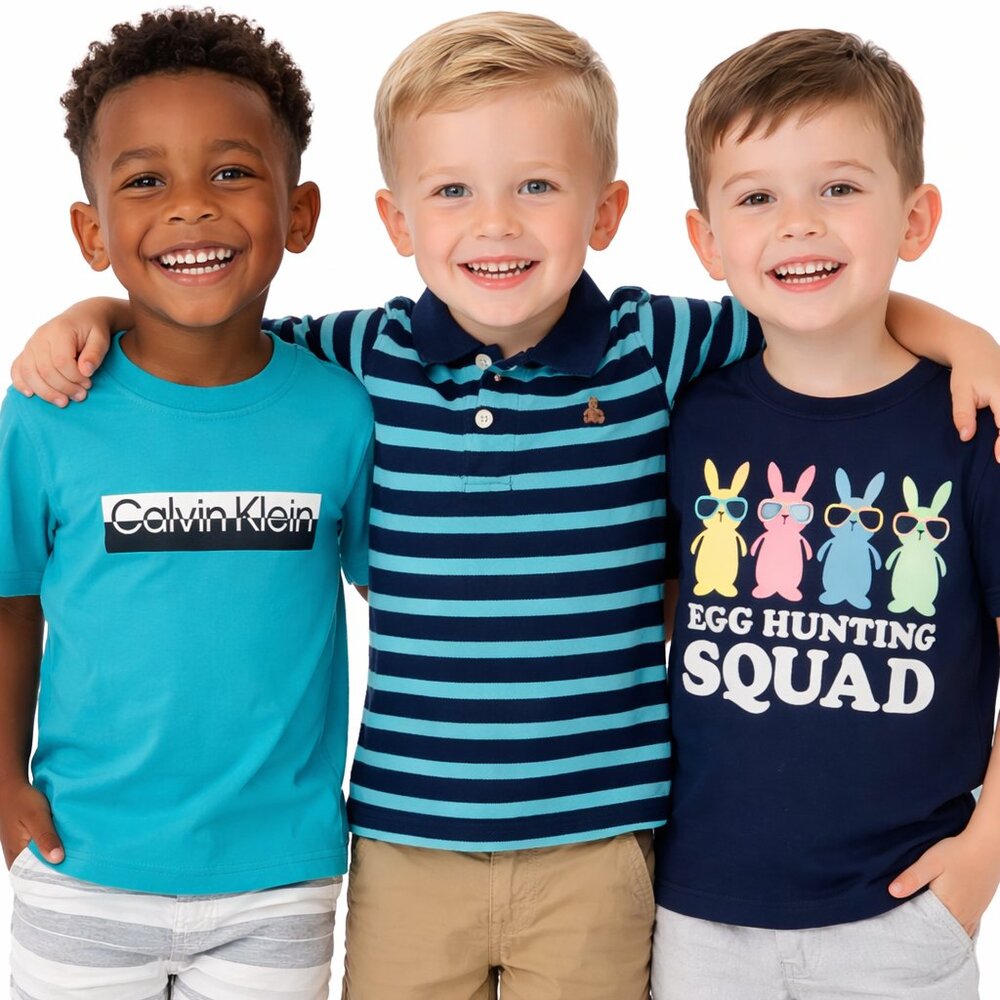 BUNDLE - GAP NAVY/ROYAL POLO, CHILDRENS PLACE EASTER TEE & CALVIN KLEIN TEE - 3T